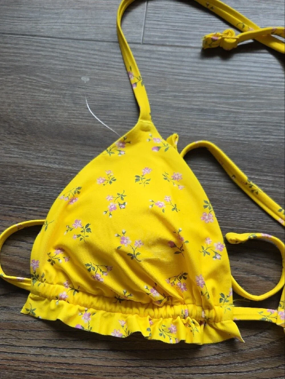 Nwot Aerie Triangle Padded Yellow Floral Swim Top Size Xl